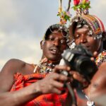 africani, tribù, fotocamere, tecnologia, giovani, africa, maasai