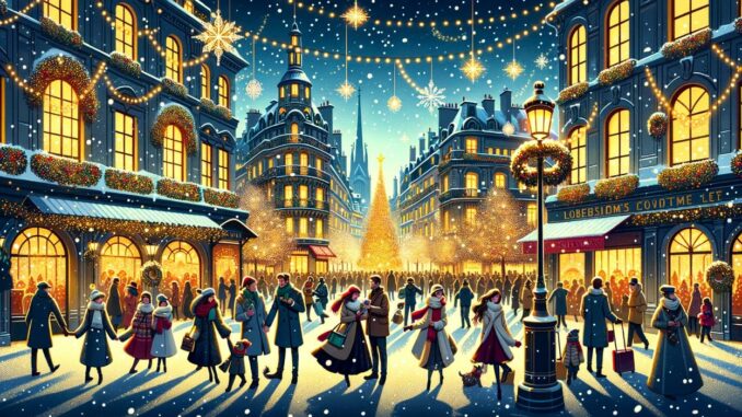 Parigi, natale, magia, neve